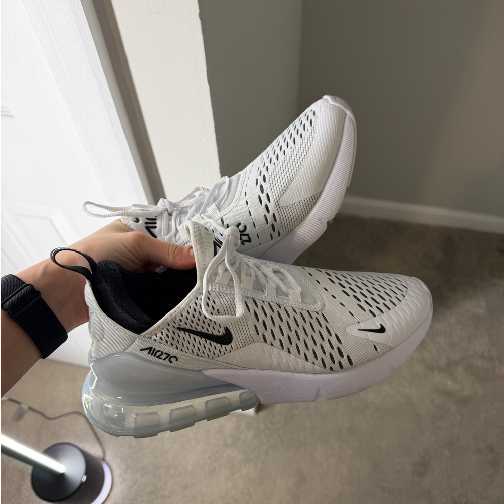 Nike Women’s Air Max 270 White with Black Accents Athletic Sneakers - Picture 2 of 4